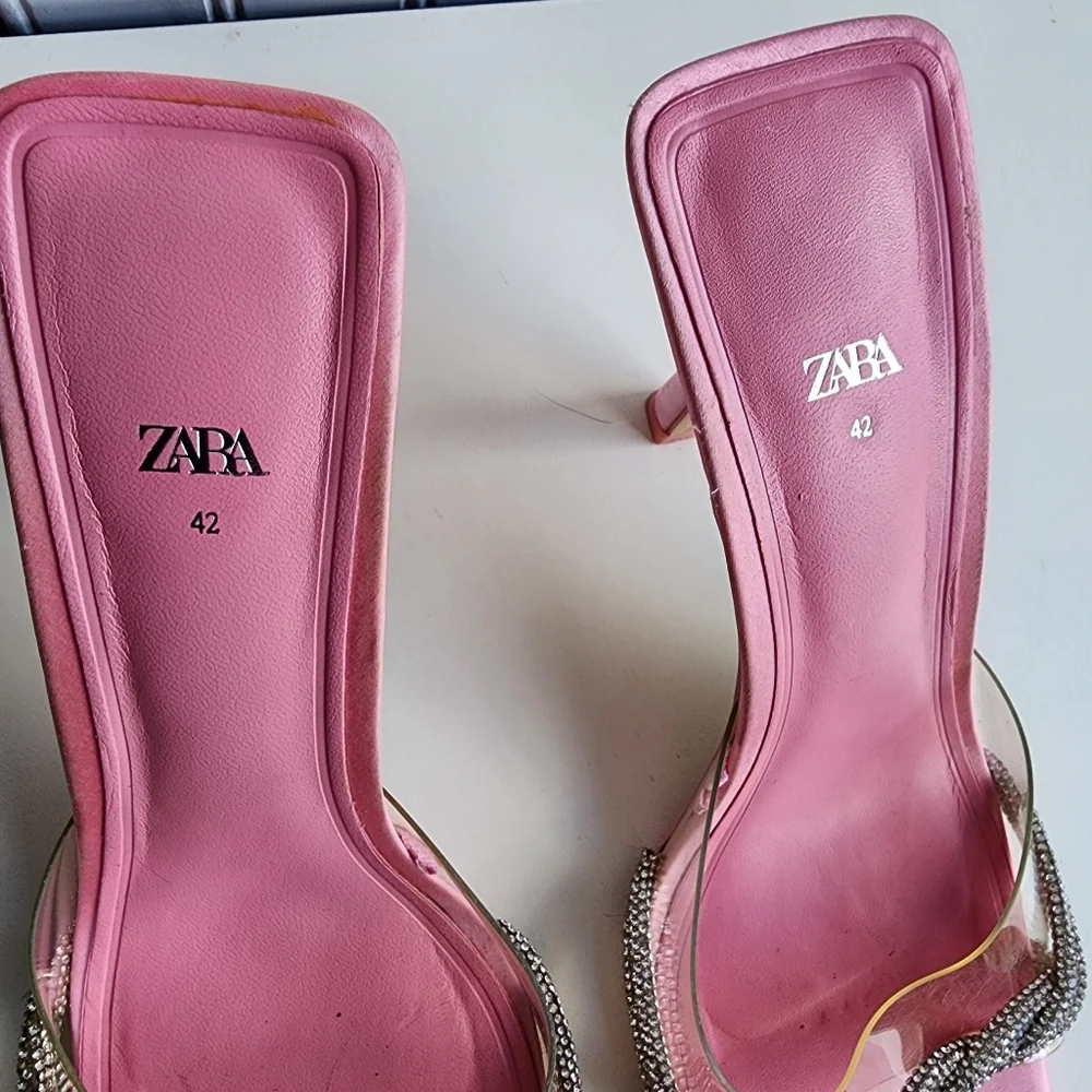 Zara Pink High Heel Slippers Women Heeled Sandals Woman Heels Sz 42 US Size 11 - Picture 4 of 10